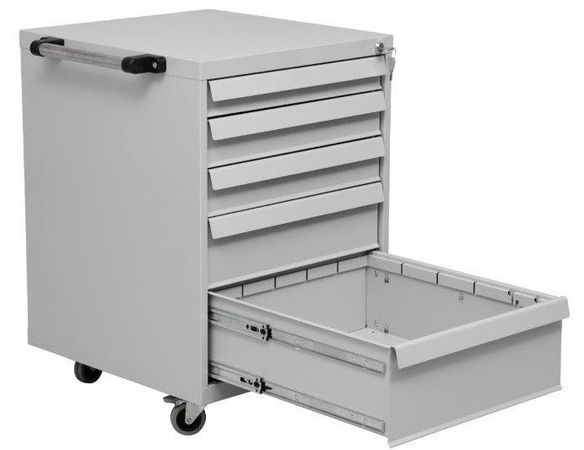 WERKSTATTEINRICHTUNG | Werkstattwagen mit 5 Schubladen GRAU