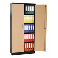 Aktenschrank | Stahlschrank mit Dekortüren 195x92x42 SCHWARZ/BUCHE