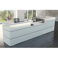 Empfangstheke Satinglas mit Beratungsplatz mittig | 108 x 430 x 92 cm (HxBxT)