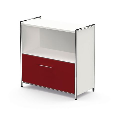 Sideboard Büroregal Büroschrank Aktenregal Aktenschrank Kombischrank Schubladenschrank weiss weiß hell rot