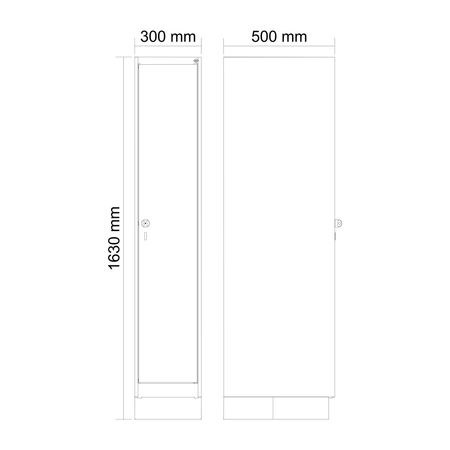 C+P Spind Evolo PLUS Sockel 1 Abteil 1630x300x5