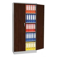 Aktenschrank | Stahlschrank mit Dekortüren 195x92x42 SILBER/WENGE