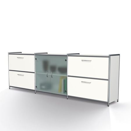 Chromeline Büroschrankwand 2 Ordnerhöhen