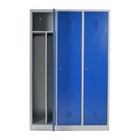 Spind mit 3 Abteilen und Schwarz-Weiß-Trennung 180x120x50 GRAU/BLAU