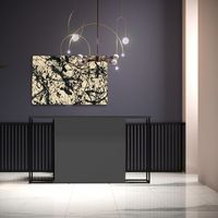 Empfangstheke Dark-Monument 5 mit Glas-Ablageplatte | 200 - 240 cm breit