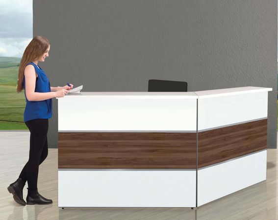 Empfangstresen Empfangstheke Nussbaum-Dekor Holz 