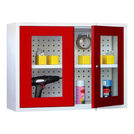 PAVOY Werkstatt-Hängeschrank | Werkzeug-Wandschrank mit Sichtfenster und optionaler Lochwand | 60 x 80 x 30 cm | GROßE FARBAUSWAHL 