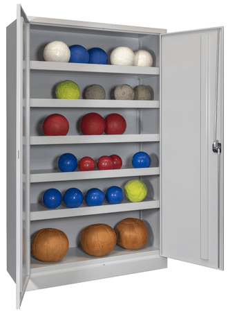 PAVOY Sportgeräteschrank | Ballschrank mit Flügeltüren | 195 x 120 x 50 cm mit Vollblech- oder Lochfeldtüren | große Farbauswahl