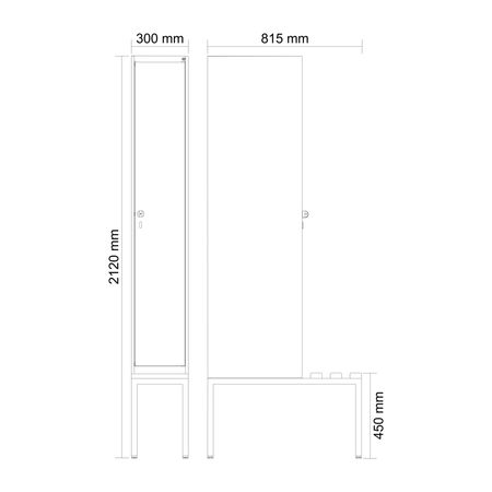 C+P Spind Evolo PLUS Bank 1 Abteile 2120x300x81