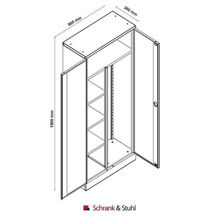 Mehrzweckschrank 180x80x38technische Zeichnung