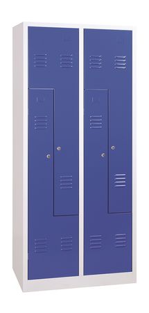 Spind in Z-Form | 4 Abteile in GRAU/BLAU