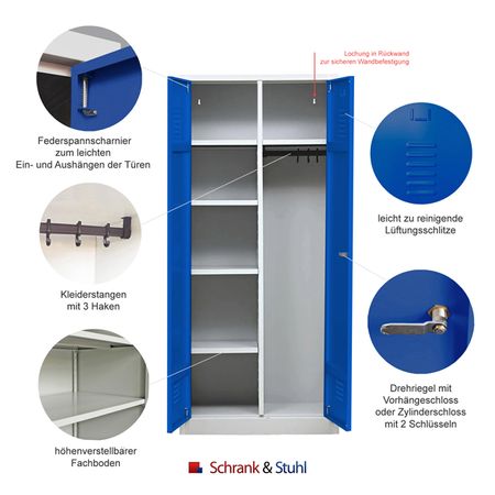 Besenschrank | Putzmittelschrank mit 7 Fächern | 180x80x50 | verschiedene Farben