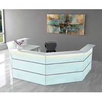 Empfangstheke Satinglas U-Form | 108 x 350 x 243 cm (HxBxT)