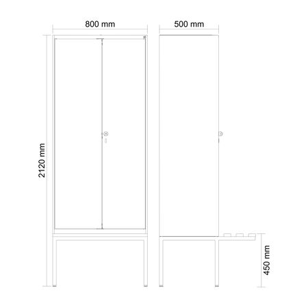 C+P Schwarz-Weiß-Spind Evolo PLUS Bank 2 Abteile