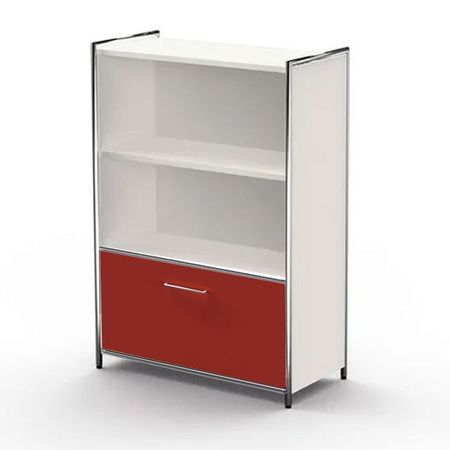 Sideobard Aktenregal mit roter Schublade Schubfach Aktenschrank Homeoffice Büroregal