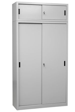BIG ONE Aktenschrank mit Aufsatzschrank | Schiebetürenschrank 240x120x45 GRAU