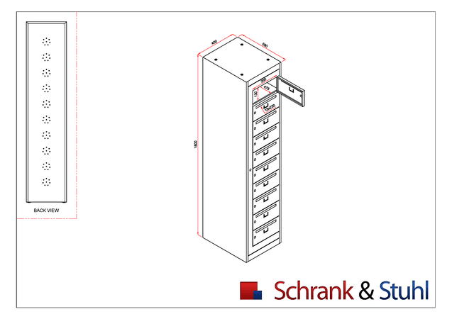 Postschrank | Postverteilerschrank 10 Fächer GRAU/BLAU