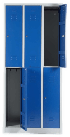 Spind mit 3x2 Abteilen 195x90x50 GRAU/BLAU