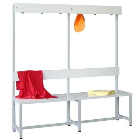 PAVOY Sitzbank | Garderobenbank mit Hakenleiste und Kunststoff- oder Bucheleisten | einseitig | 150 cm lang GROßE FARBAUSWAHL