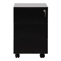 Rollcontainer mit 3 Schubladen | SCHWARZ | 61 x 40 x 60 cm (HxBxT)