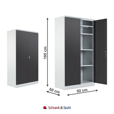 XXL Werkzeugschrank | Werkstattschrank 195x92x60 GRAU/ANTHRAZIT