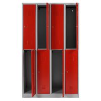 Spind mit 4x2 Abteilen 195x117x50 GRAU/ROT