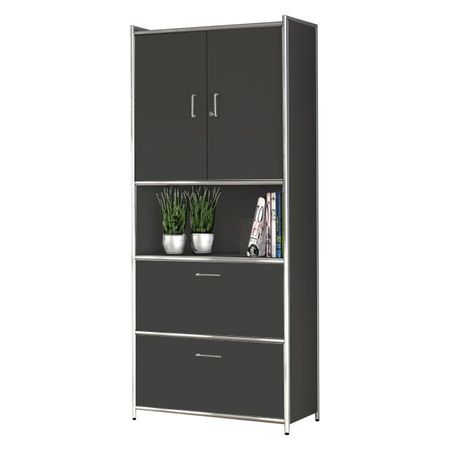 Chromeline Highboard | Aktenschrank mit 5 Ordnerhöhen |185 x 80 x 38 cm (HxBxT) | in Anthrazit 