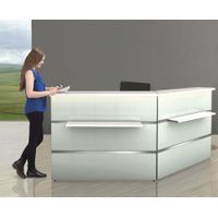 Empfangstheke Satinglas 6 Winkeltheke | 108 x 241 x 170 cm (HxBxT)