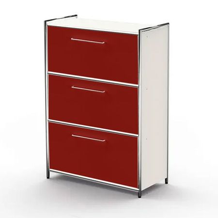 Schubladenschrank Sideboard Aktenschrank rot weiss weiß