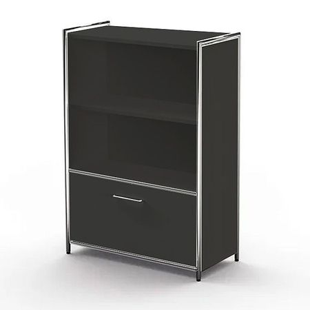 sideboard kommode aktenregal schubladenschrank büroregal homeoffice schubfach anthrazit schwarz chrom