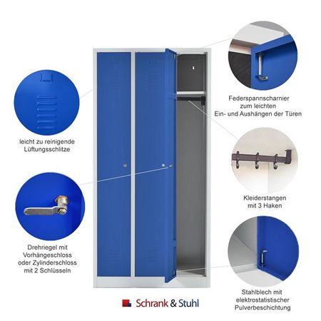 Zylinderschloss Umkleidespind Stahl abschließbar Schlüssel