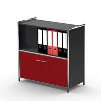 Chromeline Sideboard 2 mit einer Schublade | 78 x 80 x 38 cm | Anthrazit, Weiß, Rot