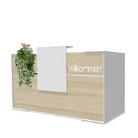 Empfangstheke LEO 2 | 180 - 240 cm breit - wahlweise mit Schriftzug | Akazie / Weiß
