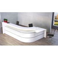 L-Theke Surround mit Beratungsplatz komplett weiß | 112 x 367 x 200 cm (HxBxT)