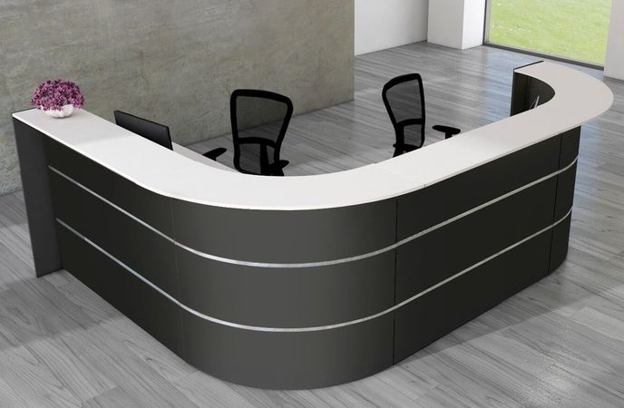 Große L-Theke Surround anthrazit | 112 x 325 x 232 cm (HxBxT)