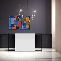 Empfangstheke Monument 3 | 200 - 240 cm breit | Amerikanische Eiche / Weiß