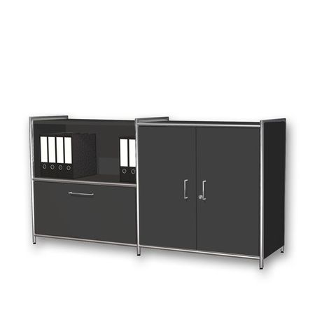 Flügeltüren Büroschrank Sideboard Highboard Anbauwand Büroregal Scharnier Anbautüren Vorbautüren weiß weiss