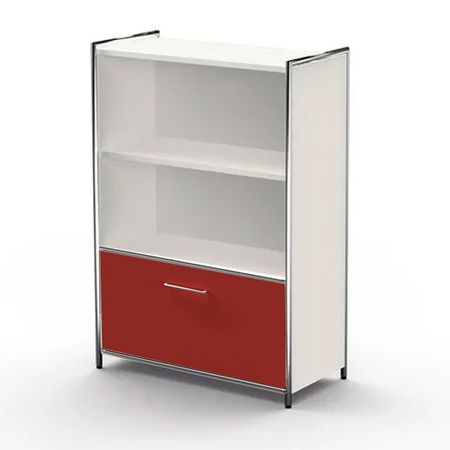 Sideobard Aktenregal mit roter Schublade Schubfach Aktenschrank Homeoffice Büroregal