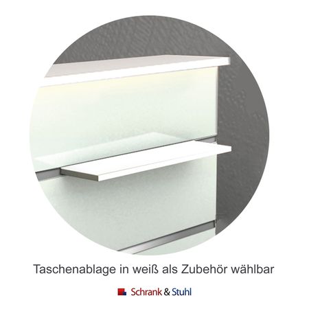 Empfangstheke Satinglas in C-Form mit zwei Beratungsplätzen | 108 x 250 x 250 cm (HxBxT)
