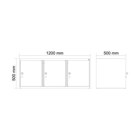 C+P Aufsatzschrank Evolo PLUS 3 Abteile 500x1200