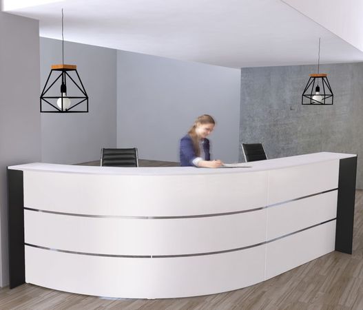 Große Bogentheke Surround weiß | 112 x 332 x 180 cm (HxBxT)