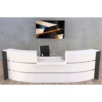 Große Bogentheke Surround mit Beratungsplatz weiß | 112 x 324 x 123 cm (HxBxT)