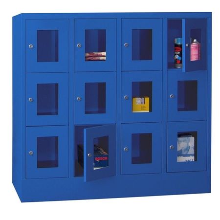 PAVOY Schließfachschrank mit Sichtfenstertüren | 12 Abteile je 30 cm breit | 118