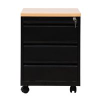 Rollcontainer mit 3 Schubladen | SCHWARZ/BUCHE | 62 x 46 x 60 cm (HxBxT)