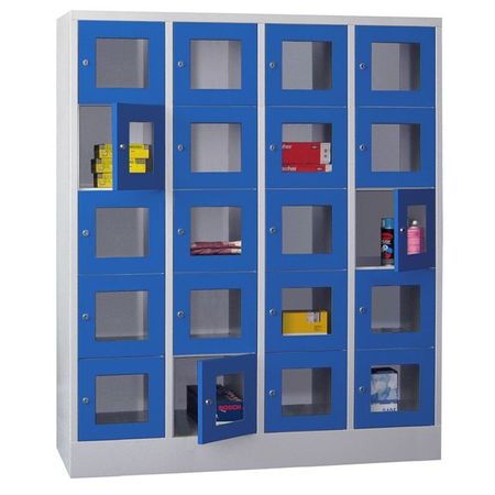 PAVOY Schließfachschrank mit Sichtfenstertüren | 20 Abteile je 40 cm breit | 185 x 160 x 50 | GROßE FARBAUSWAHL