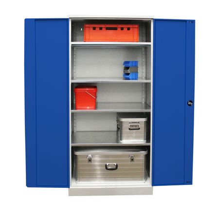 XXL Werkstattschrank verzinkt | Materialschrank GRAU/BLAU 195x92x60 vollverzinkte Fachböden