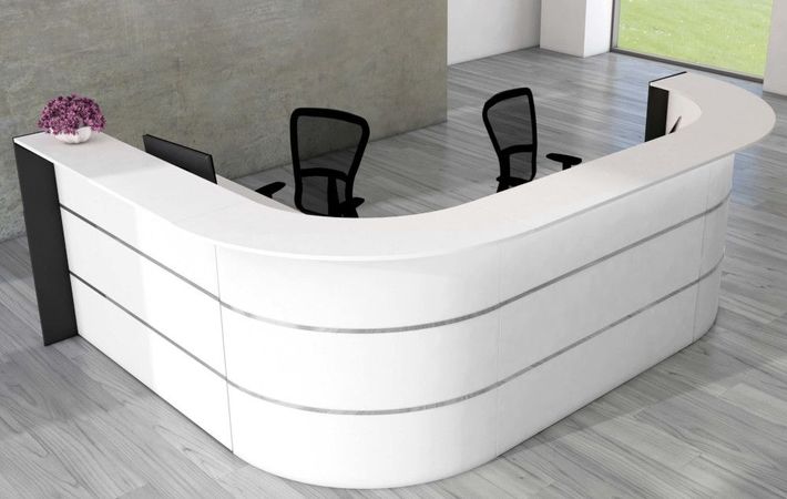 Große L-Theke Surround weiß | 112 x 325 x 232 cm (HxBxT)