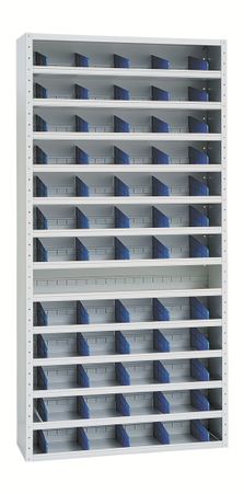 WERKSTATTEINRICHTUNG | Werkstattregal zur Aufbewahrung von Kleinteilen 198x100x30 - LICHTGRAU/BLAU