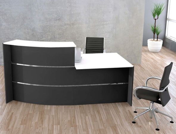 Bogentheke Surround mit Beratungsplatz anthrazit | 112 x 231 x 122