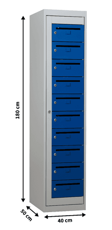 Postschrank | Postverteilerschrank 10 Fächer GRAU/BLAU